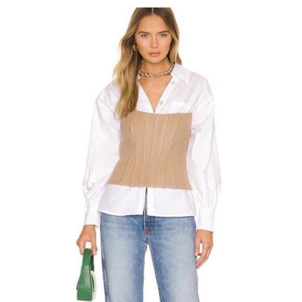 Revolve LPA Maddalena Corset Tube Top Vest Camel Felt Strapless Structure Boss